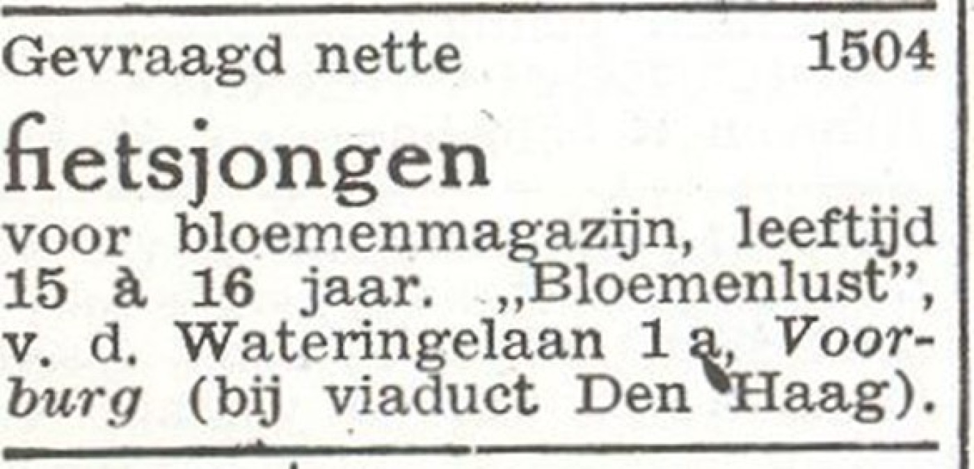 Advertentie in Adresboek Voorburg 1938/’39 Advertentie in Adresboek Voorburg 1938/’39